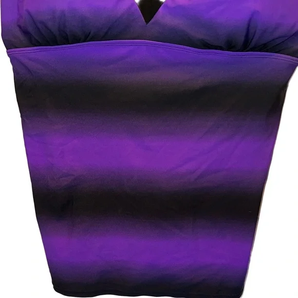 Purple and Black Strappy Swim Top, Plus Size 2X - Picture 3 of 8